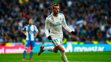 MADRID, SPAIN - JANUARY 21: Gareth Bale of Real Madrid CF celebrates scoring their third goal during the La Liga match between Real Madrid CF and Deportivo La Coruna at Estadio Santiago Bernabeu on January 21, 2018 in Madrid, Spain. (Photo by Gonzalo Arroyo Moreno/Getty Images)