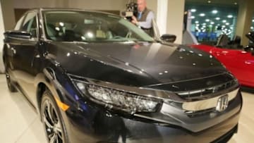Jan 11, 2015; Detroit, MI, USA; The Honda Civic is announced as the North American Car of the Year during the 2016 North American International Auto Show at Cobo Center in Detroit. Mandatory Credit: Regina H. Boone/Detroit Free Press via USA TODAY NETWORK