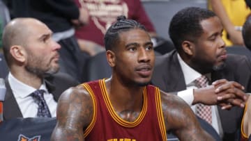 SACRAMENTO, CA - JANUARY 13: Iman Shumpert #4 of the Cleveland Cavaliers looks on during the game against the Sacramento Kings on January 13, 2017 at Golden 1 Center in Sacramento, California. NOTE TO USER: User expressly acknowledges and agrees that, by downloading and or using this photograph, User is consenting to the terms and conditions of the Getty Images Agreement. Mandatory Copyright Notice: Copyright 2017 NBAE (Photo by Rocky Widner/NBAE via Getty Images)