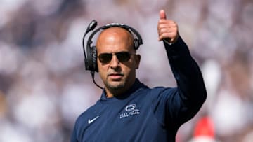 STATE COLLEGE, PA - OCTOBER 05: Head coach James Franklin of the Penn State Nittany Lions gestures during the first half against the Purdue Boilermakers at Beaver Stadium on October 5, 2019 in State College, Pennsylvania. (Photo by Scott Taetsch/Getty Images)