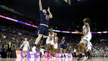 COLUMBUS, OH - APRIL 01: Jessica Shepard #23 of the Notre Dame Fighting Irish against the Mississippi State Lady Bulldogs during the fourth quarter in the championship game of the 2018 NCAA Women's Final Four at Nationwide Arena on April 1, 2018 in Columbus, Ohio. The Notre Dame Fighting Irish defeated the Mississippi State Lady Bulldogs 61-58. (Photo by Andy Lyons/Getty Images)