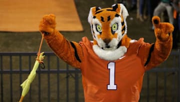 CLEMSON, SC - NOVEMBER 24: The mascot of the Clemson Tigers in action against the South Carolina Gamecocks during their game at Clemson Memorial Stadium on November 24, 2018 in Clemson, South Carolina. (Photo by Streeter Lecka/Getty Images)