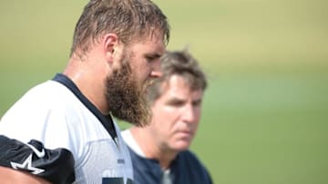 IRVING, TX - MAY 10: Travis Frederick #70 returns to the locker room after the Dallas Cowboys Rookie Minicamp afternoon session at the Dallas Cowboys Valley Ranch Headquarters on May 10, 2013 in Irving, Texas. (Photo by Rick Yeatts/Getty Images)
