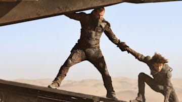 (L-r) JOSH BROLIN as Gurney Halleck and TIMOTHÉE CHALAMET as Paul Atreides in Warner Bros. Pictures and Legendary Pictures’ action adventure “DUNE,” a Warner Bros. Pictures release. Courtesy of Warner Bros. Pictures and Legendary Pictures, Chiabella James