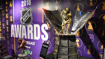 LAS VEGAS, NV - JUNE 18: The Maurice "Rocket" Richard Trophy displayed ahead of the 2018 NHL Awards at the Hard Rock Hotel & Casino on June 17, 2018 in Las Vegas. Nevada. The 2018 NHL Awards will be held at the Hard Rock on June 20. (Photo by Brian Babineau/NHLI via Getty Images)