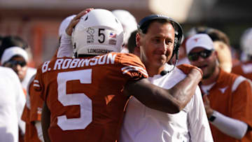 Bijan Robinson, Steve Sarkisian, Texas Football Mandatory Credit: Scott Wachter-USA TODAY Sports