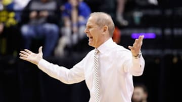 INDIANAPOLIS, IN - MARCH 19: Head coach John Beilein of the Michigan Wolverines reacts in the first half against the Louisville Cardinals during the second round of the 2017 NCAA Men's Basketball Tournament at the Bankers Life Fieldhouse on March 19, 2017 in Indianapolis, Indiana. (Photo by Joe Robbins/Getty Images)