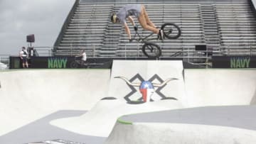 Austin, TX - June 6, 2014 - Circuit of The Americas: Chase Hawk during practice for BMX Park at X Games Austin 2014.