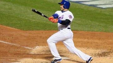Oct 30, 2015; New York City, NY, USA; New York Mets catcher Travis d