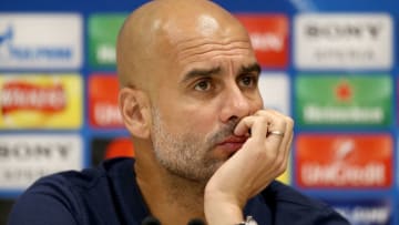 LIVERPOOL, ENGLAND - APRIL 03: Pep Guardiola the Manchester City manager talking to the press prior to the UEFA Champions League quater final 1st leg at Anfield on April 3, 2018 in Liverpool, England. (Photo by Jan Kruger/Getty Images)