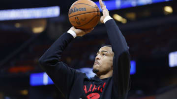 ORLANDO, FLORIDA - DECEMBER 15: John Collins #20 of the Atlanta Hawks warms up prior to the game against the Orlando Magic at Amway Center on December 15, 2021 in Orlando, Florida. NOTE TO USER: User expressly acknowledges and agrees that, by downloading and or using this photograph, User is consenting to the terms and conditions of the Getty Images License Agreement. (Photo by Michael Reaves/Getty Images)