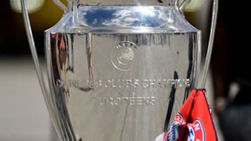MUNICH, GERMANY - AUGUST 24: The UEFA Champions League trophy as champions FC Bayern Muenchen arrive at Airport Munich on August 24, 2020 in Munich, Germany. (Photo by Philipp Guelland - Pool/Getty Images)