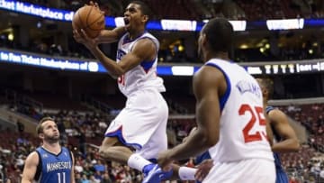 Jan 6, 2014; Philadelphia, PA, USA; Philadelphia 76ers forward Hollis Thompson (31) shoots during the fourth quarter against the Minnesota Timberwolves at the Wells Fargo Center. The Timberwolves defeated the Sixers 126-95. Mandatory Credit: Howard Smith-USA TODAY Sports