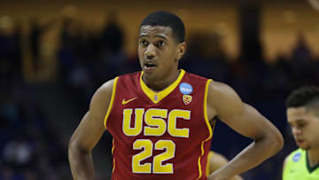 TULSA, OK - MARCH 19: De'Anthony Melton #22 of the USC Trojans reacts against the Baylor Bears during the second round of the 2017 NCAA Men's Basketball Tournament at BOK Center on March 19, 2017 in Tulsa, Oklahoma. (Photo by Ronald Martinez/Getty Images)