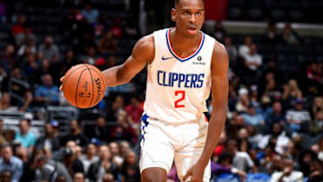 LOS ANGELES, CA - OCTOBER 3: Shai Gilgeous-Alexander #2 of the LA Clippers handles the ball against the Minnesota Timberwolves during a pre-season game on October 3, 2018 at Staples Center in Los Angeles, California. NOTE TO USER: User expressly acknowledges and agrees that, by downloading and or using this photograph, User is consenting to the terms and conditions of the Getty Images License Agreement. Mandatory Copyright Notice: Copyright 2018 NBAE (Photo by Andrew D. Bernstein/NBAE via Getty Images)