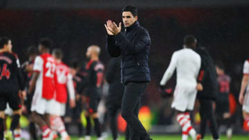 LONDON, ENGLAND - DECEMBER 11: Mikel Arteta, Manager of Arsenal applauds the fans following victory in the Premier League match between Arsenal and Southampton at Emirates Stadium on December 11, 2021 in London, England. (Photo by Justin Setterfield/Getty Images)