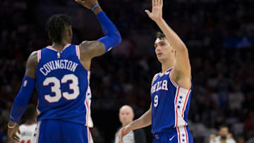 Robert Covington, Dario Saric (Photo by Mitchell Leff/Getty Images)
