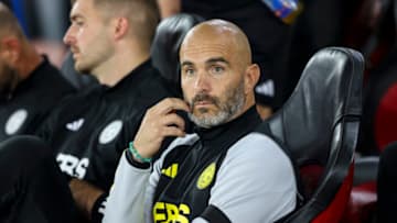 SOUTHAMPTON, ENGLAND - SEPTEMBER 15: Head coach Enzo Maresca of Leicester City looks on during the Sky Bet Championship match between Southampton FC and Leicester City at Friends Provident St. Mary's Stadium on September 15, 2023 in Southampton, England. (Photo by Robin Jones/Getty Images)