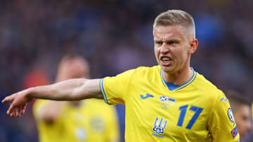 GLASGOW, SCOTLAND - JUNE 01: Oleksandr Zinchenko of Ukraine during the FIFA World Cup Qualifier Play-Off Semi-Final match between Scotland and Ukraine at Hampden Park on June 1, 2022 in Glasgow, Scotland. (Photo by Robbie Jay Barratt - AMA/Getty Images)