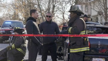 CHICAGO FIRE -- "Hiding Not Seeking" Episode 613 -- Pictured: (l-r) Jesse Lee Soffer as Jay Halstead, Jason Beghe as Hank Voight, Eamonn Walker as Wallace Boden -- (Photo by: Elizabeth Morris/NBC)