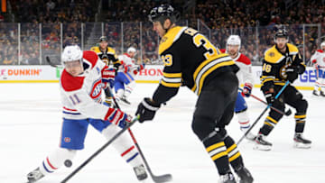 BOSTON, MASSACHUSETTS - FEBRUARY 12: Zdeno Chara #33 of the Boston Bruins defends Brendan Gallagher #11 of the Montreal Canadiens during the second period at TD Garden on February 12, 2020 in Boston, Massachusetts. (Photo by Maddie Meyer/Getty Images)