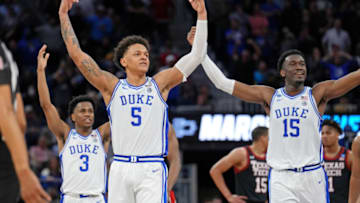 Duke basketball forward Paolo Banchero and Mark Williams (Kelley L Cox-USA TODAY Sports)