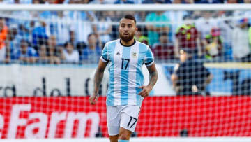 Jun 18, 2016; Foxborough, MA, USA; Argentina defender Nicolas Otamendi (17) during the first half of quarter-final play against the Venezuela in the 2016 Copa America Centenario soccer tournament at Gillette Stadium. Mandatory Credit: Winslow Townson-USA TODAY Sports