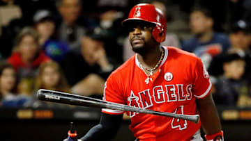 CHICAGO, IL - SEPTEMBER 27: Brandon Phillips #4 of the Los Angeles Angels of Anaheim tosses his bat after a ball was called on a pitch by Reynaldo Lopez #40 of the Chicago White Sox (not pictured) during the sixth inning at Guaranteed Rate Field on September 27, 2017 in Chicago, Illinois. (Photo by Jon Durr/Getty Images)