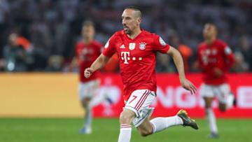 25 May 2019, Berlin: Soccer: DFB Cup, RB Leipzig - Bayern Munich, final, in the Berlin Olympic Stadium. Munich's Franck Ribery controls the ball. Photo: Christian Charisius/dpa (Photo by Christian Charisius/picture alliance via Getty Images)