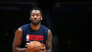 WASHINGTON, DC -  DECEMBER 5: John Wall #2 of the Washington Wizards warms up before the game against the Philadelphia 76ers on December 5, 2019 at Capital One Arena in Washington, DC. NOTE TO USER: User expressly acknowledges and agrees that, by downloading and or using this Photograph, user is consenting to the terms and conditions of the Getty Images License Agreement. Mandatory Copyright Notice: Copyright 2019 NBAE (Photo by Stephen Gosling/NBAE via Getty Images)