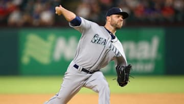 ARLINGTON, TX - JULY 31: David Phelps #46 of the Seattle Mariners throws in the seventh inning against the Texas Rangers at Globe Life Park in Arlington on July 31, 2017 in Arlington, Texas. (Photo by Rick Yeatts/Getty Images)