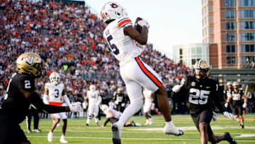 Auburn footballAuburn wide receiver Jay Fair (5) receives a pass against Vanderbilt during the first quarter at FirstBank Stadium in Nashville, Tenn., Saturday, Nov. 4, 2023.