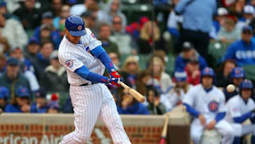 May 14, 2016; Chicago, IL, USA; Chicago Cubs second baseman Ben Zobrist (18) hits a single during the sixth inning against the Pittsburgh Pirates at Wrigley Field. Mandatory Credit: Dennis Wierzbicki-USA TODAY Sports