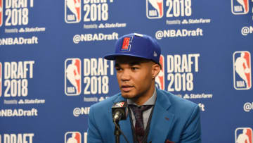 BROOKLYN, NY - JUNE 21: Jerome Robinson speaks to the media after being selected thirteenth overall by the LA Clippers at the 2018 NBA Draft on June 21, 2018 at the Barclays Center in Brooklyn, New York. NOTE TO USER: User expressly acknowledges and agrees that, by downloading and/or using this photograph, user is consenting to the terms and conditions of the Getty Images License Agreement. Mandatory Copyright Notice: Copyright 2018 NBAE (Photo by Kostas Lymperopoulos/NBAE via Getty Images)