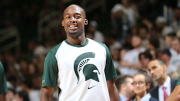 EAST LANSING, MI - NOVEMBER 11: Joshua Langford during warm ups before the game against the Florida Gulf Coast Eagles at Breslin Center on November 11, 2018 in East Lansing, Michigan. (Photo by Rey Del Rio/Getty Images)