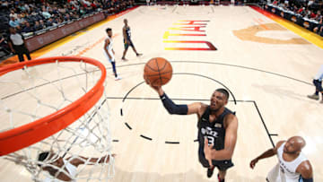 SALT LAKE CITY, UT - JULY 3: Tony Bradley #13 of the Utah Jazz drives to the basket during the game against the Memphis Grizzlies on July 3, 2018 at Vivint Smart Home Arena in SALT LAKE CITY, Utah. NOTE TO USER: User expressly acknowledges and agrees that, by downloading and or using this Photograph, user is consenting to the terms and conditions of the Getty Images License Agreement. Mandatory Copyright Notice: Copyright 2018 NBAE (Photo by Joe Murphy/NBAE via Getty Images)