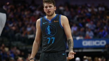 DALLAS, TEXAS - JANUARY 07: Luka Doncic #77 of the Dallas Mavericks during a game against the Los Angeles Lakers at American Airlines Center on January 07, 2019 in Dallas, Texas. NOTE TO USER: User expressly acknowledges and agrees that, by downloading and or using this photograph, User is consenting to the terms and conditions of the Getty Images License Agreement. (Photo by Ronald Martinez/Getty Images)