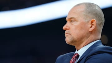 SAN FRANCISCO, CALIFORNIA - JANUARY 16: Head Coach Michael Malone of the Denver Nuggets looks on during the first half against the Golden State Warriors at the Chase Center on January 16, 2020 in San Francisco, California. NOTE TO USER: User expressly acknowledges and agrees that, by downloading and/or using this photograph, user is consenting to the terms and conditions of the Getty Images License Agreement. (Photo by Daniel Shirey/Getty Images)