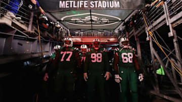 James Carpenter #77, defensive end (Photo by Al Bello/Getty Images)