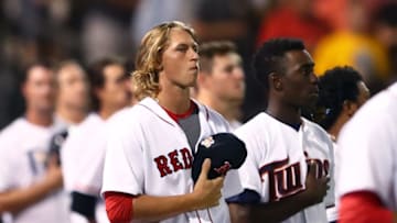 Nov 5, 2016; Surprise, AZ, USA; West pitcher Michael Kopech of the Boston Red Sox during the Arizona Fall League Fall Stars game at Surprise Stadium. Mandatory Credit: Mark J. Rebilas-USA TODAY Sports
