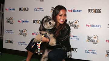 BEVERLY HILLS, CA - NOVEMBER 10: Actress Jamie Chung and her rescue dog Ewok attend the launch of DOG for DOG movement -- Buy One Give One to help feed animals in need at The Amanda Foundation on November 10, 2015 in Beverly Hills, California. (Photo by Christopher Polk/Getty Images for Dog For Dog)