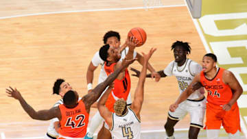 ATLANTA, GA - JANUARY 9: Nickeil Alexander-Walker #4 of the Virginia Tech Hokies battles for a rebound against the Georgia Tech Yellow Jackets at McCamish Pivilion on January 9, 2019 in Atlanta, Georgia. (Photo by Scott Cunningham/Getty Images)