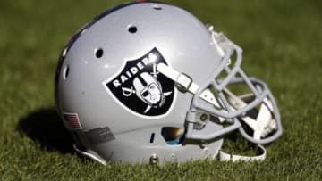 Oct 12, 2014; Oakland, CA, USA; Oakland Raiders helmet on the turf during the second half of the game against the San Diego Chargers at O.co Coliseum. Mandatory Credit: Bob Stanton-USA TODAY Sports