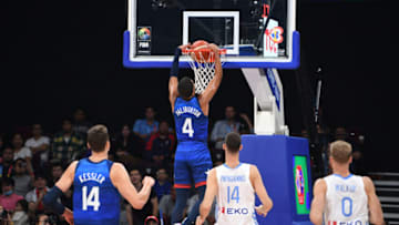 USA's Tyrese Haliburton (Photo by Ted ALJIBE / AFP) (Photo by TED ALJIBE/AFP via Getty Images)