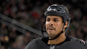 LAS VEGAS, NEVADA - MARCH 03: Ryan Reaves #75 of the Vegas Golden Knights skates on the ice during a stop in play in the first period of a game against the New Jersey Devils at T-Mobile Arena on March 3, 2020 in Las Vegas, Nevada. The Golden Knights defeated the Devils 3-0. (Photo by Ethan Miller/Getty Images)