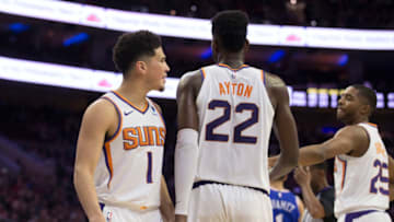 Phoenix Suns Devin Booker Deandre Ayton Mikal Bridges (Photo by Mitchell Leff/Getty Images)