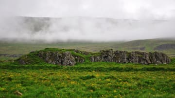 Rock formations at Illugastaðir farm in Iceland.