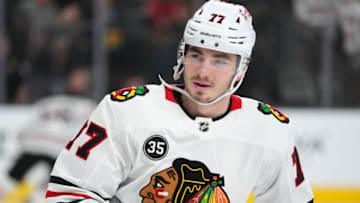 Mar 26, 2022; Las Vegas, Nevada, USA; Kirby Dach. Mandatory Credit: Stephen R. Sylvanie-USA TODAY Sports