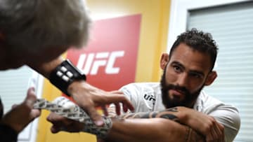 BUENOS AIRES, ARGENTINA - NOVEMBER 17: Santiago Ponzinibbio of Argentina gets his hands wrapped backstage during the UFC Fight Night event inside Arena Parque Rosa on November 17, 2018 in Buenos Aires, Argentina. (Photo by Mike Roach/Zuffa LLC/Zuffa LLC via Getty Images)
