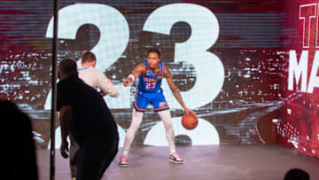 OKC Thunder guard Tre Mann (23) participates during Media Day at Paycom Center. Mandatory Credit: Alonzo Adams-USA TODAY Sports